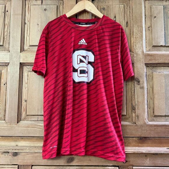 Boy's Adidas NC State Sz 12 Red Athletic T-Shirt Wolfpack Basketball Tee Flawed - Picture 1 of 7